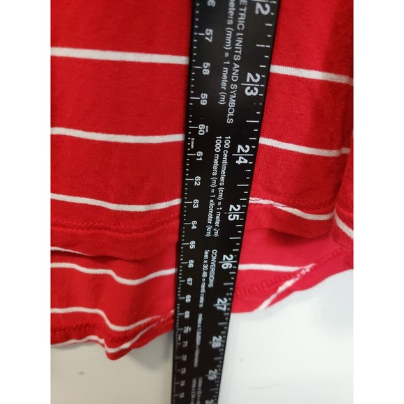 Old Navy Womens TOP Size L Red/White Striped Short Sleeve rayon blend - Picture 4 of 6